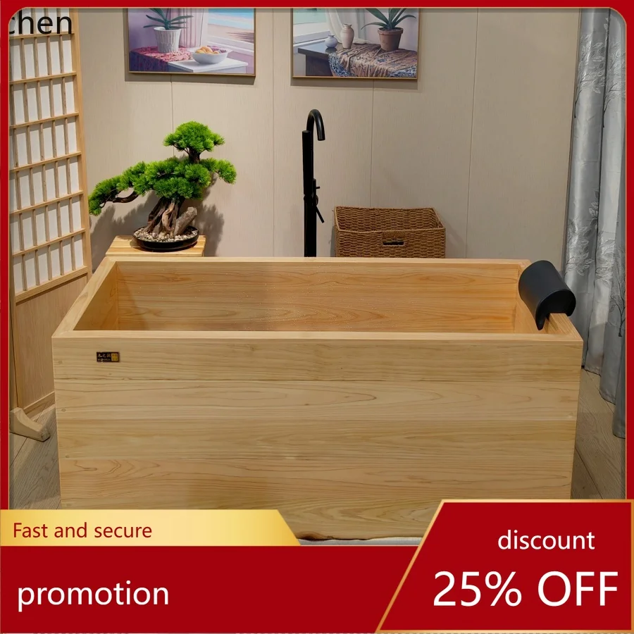 HT  Pine Wood Bathtub Soaking Tub Wooden Bath Bucket Shower Bucket for Adults Home Use