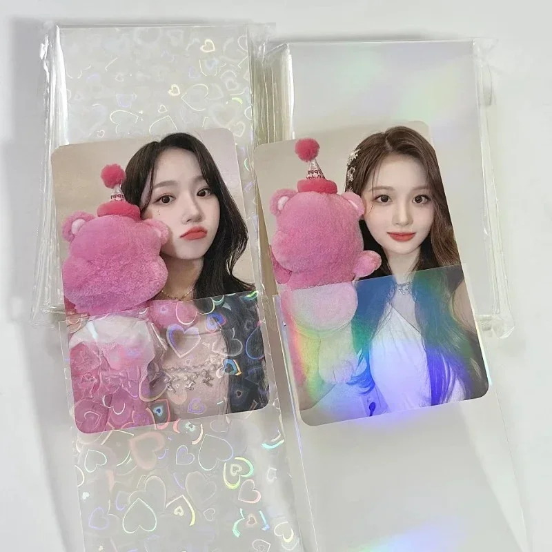 50pcs Kpop Card Sleeves 61x91mm 58x89mm Laser Holder For Postcards Top Load Films Photocard Game Cards Protector