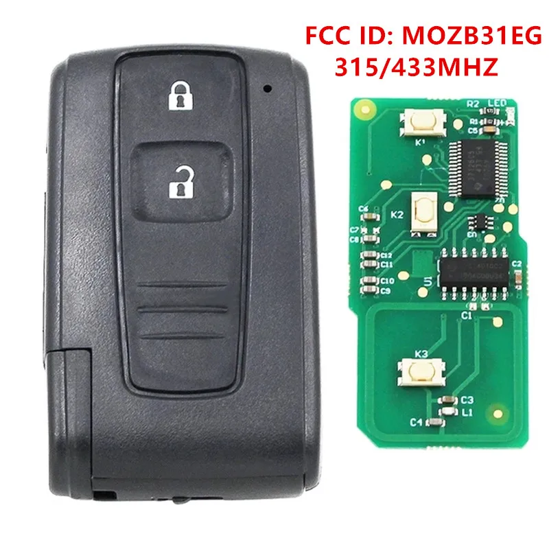 KEYECU Zamienny inteligentny zdalny kluczyk bezkluczykowy FOB 2 przyciski 315 MHz LUB 433 MHZ 4D CHIP do Toyota Prius 2004-2009 FCC ID: MOZB31EG