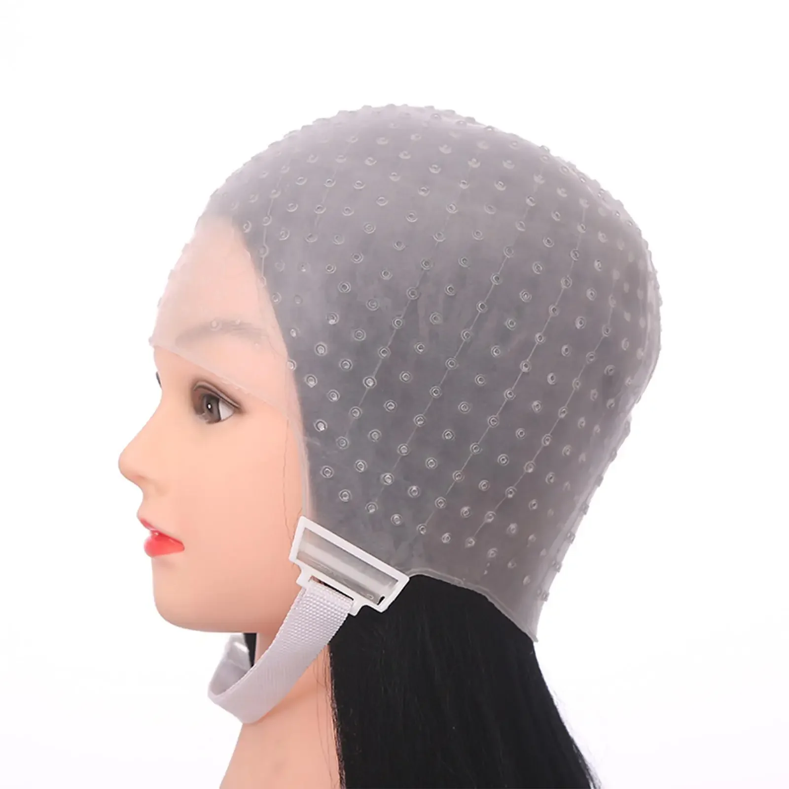 Silicone Hair Highlighting Hat Professional Pre Punched Binding Band White Hair Dye Hat for Barber Hair Styling Salon