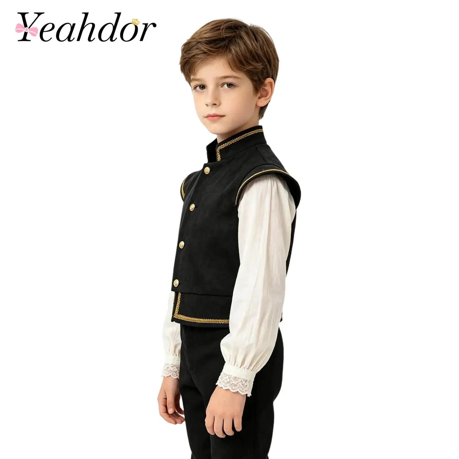 Halloween Medieval Costumes Kids Gothic Waistcoat Western Cowboy Renaissance Costume Faux Suede Vest for Boys Vests Waistcoats