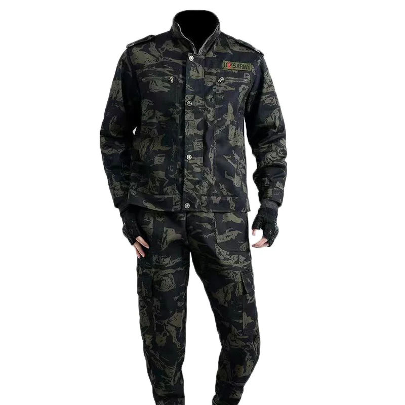 Men\'s Set Spring And Autumn New Outdoor Work Clothes Wear-resistant And Anti Fouling Camouflage Labor Protective Clothing