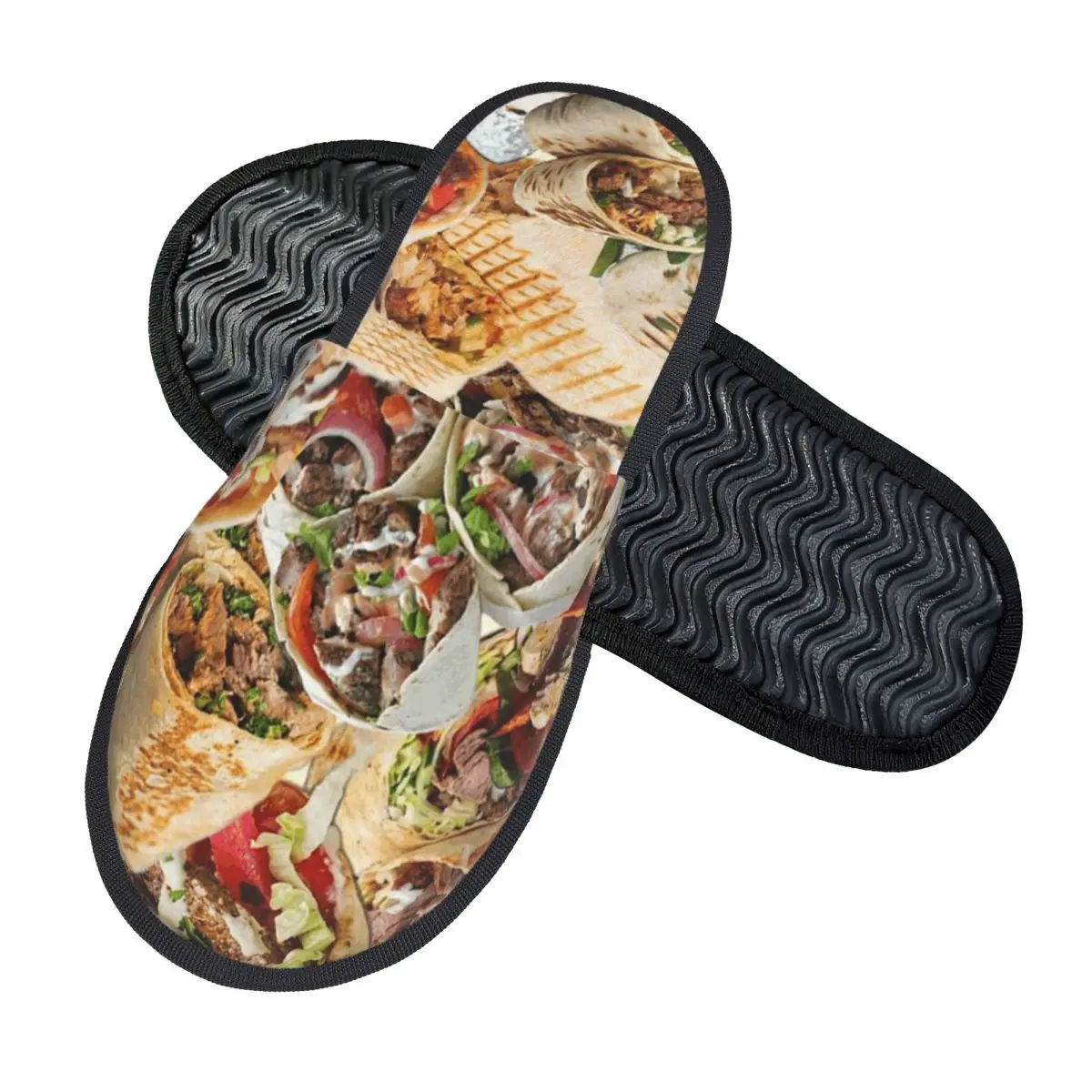 Custom Kebab Fresh Ingredients Slippers Memory Foam Warm Soft Women House Slipper Bedroom Cozy Shoes