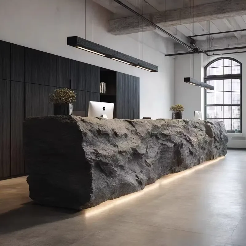 Custom Modern White Fiberglass Reception Counter Office Front Desk Design