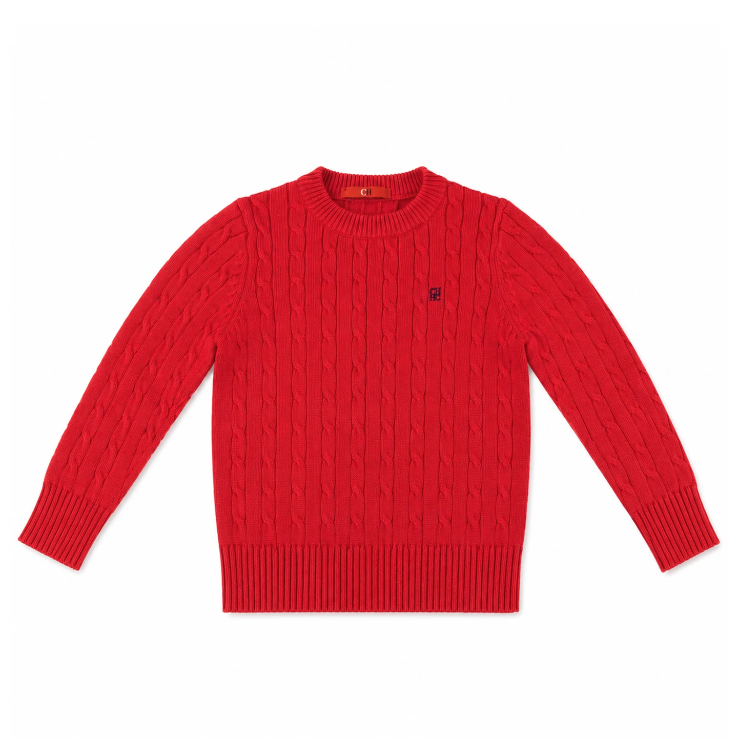 CH Jungen Pullover mit Rundhalsausschnitt, Zopfmuster, gerippten Bündchen und Saum, Bruststickerei, lässige Kinder-Strickoberteile – Detail 14