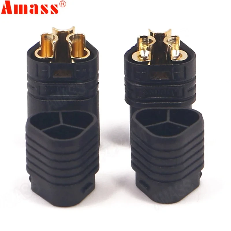 Amass-MT60 3 Pole Bullet Connector Plug Set para RC ESC para Motor, Multicopter, Quadcopter, Avião, 3.5mm, 2 Pares