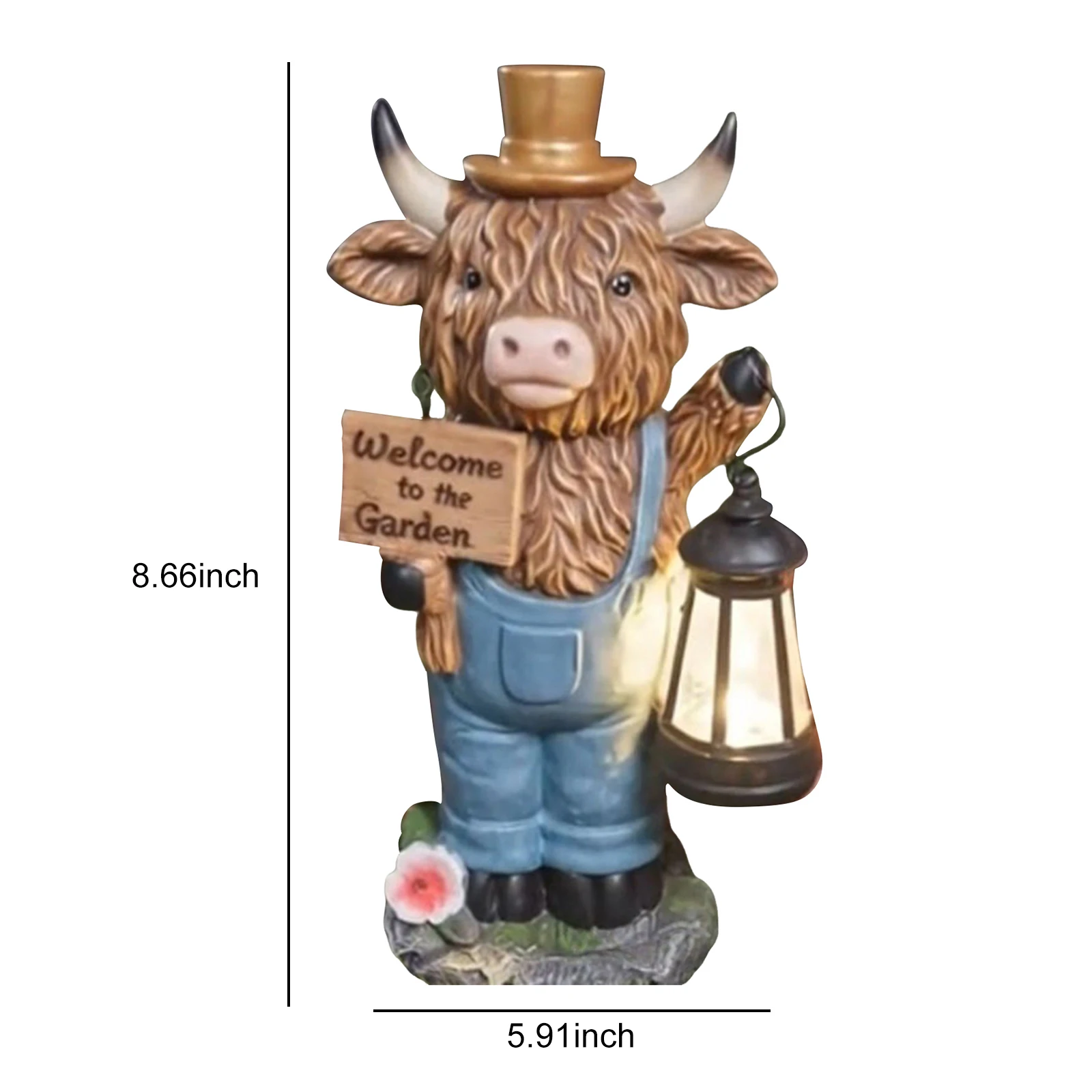 Welcome To Garden Sign Figurine Multi-Purpose Highland Cows Ornaments Lovely Animal Resin Sculpture for Porch Patio Balcony - view 6