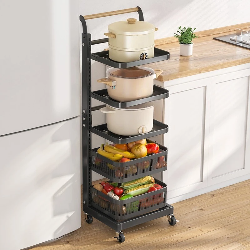 Kitchen pot rack Multi layer  Floor to ceiling household vegetable pot  Multifunctional mobile pot