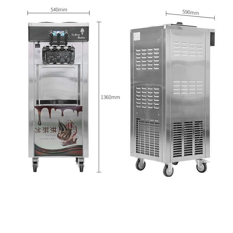 Commercial Soft Ice Cream Makers Desktop Sundae Ice Cream Production Machine Three Flavors Ice Cream Machine