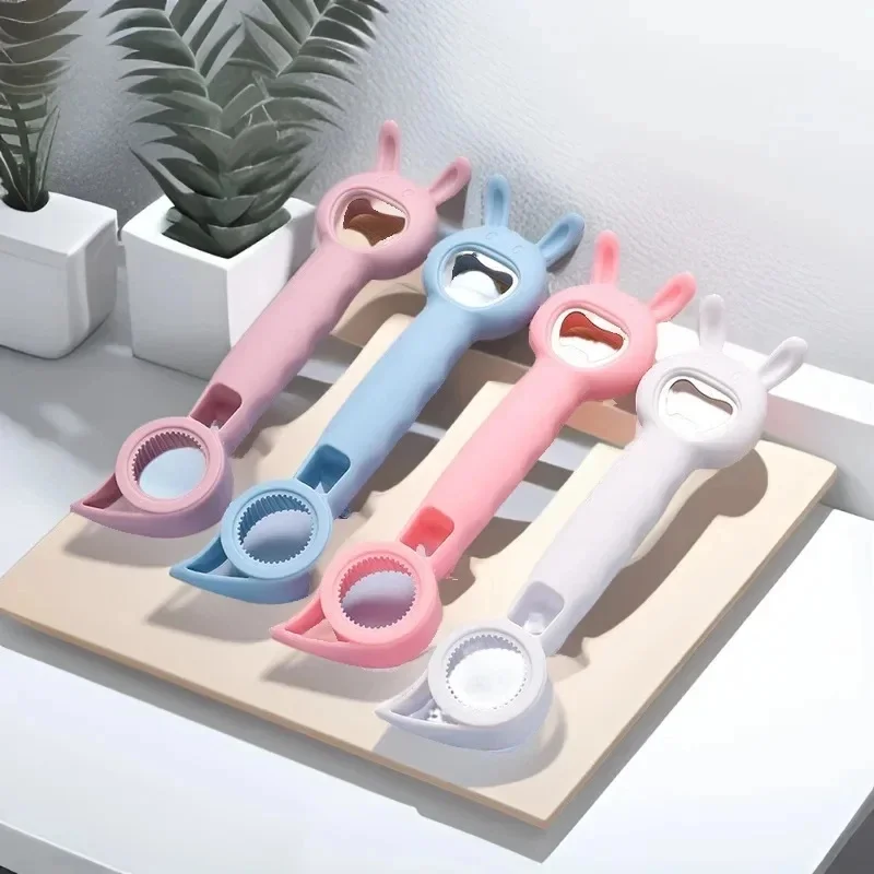1-3PC 4 In 1 Beer Bottle Opener Multi-Purpose Beverage Can Bottle Opener Plastic Corkscrew Dining Bar Gadgets Kitchen Tools