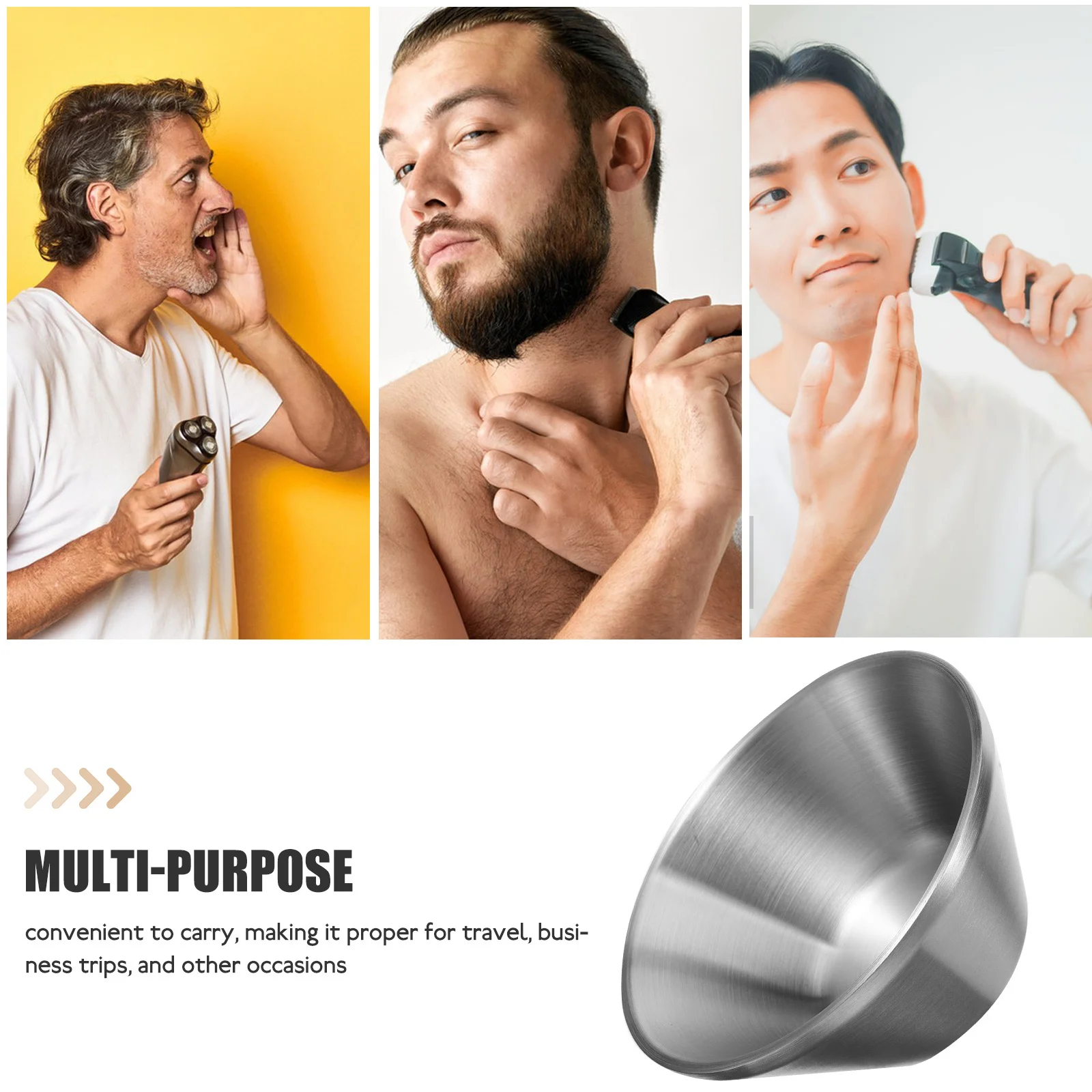 Cuenco de afeitar grande de acero inoxidable, Base estable, superficie lisa segura, perfecto para hombres, suministros de afeitado, taza de afeitar para el hogar reutilizable