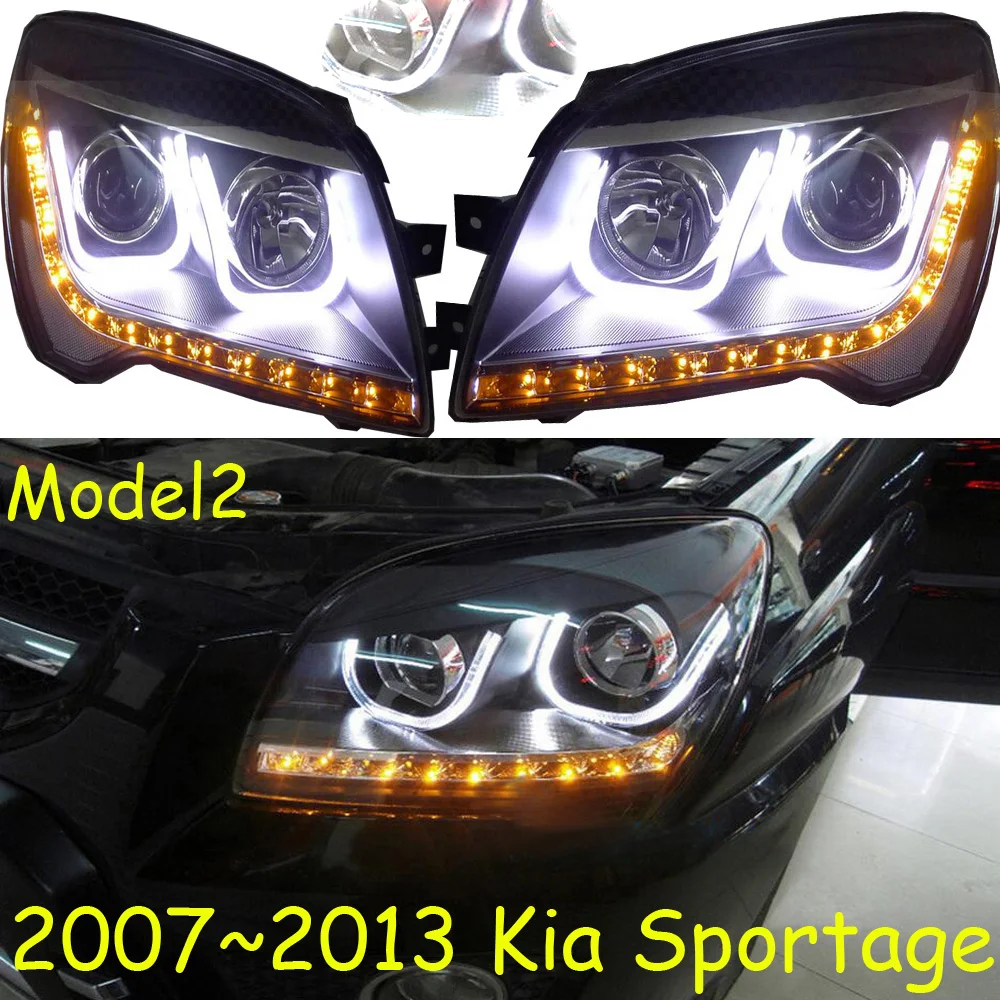 2pcs cars Head light For KIA Sportage 2007~2013 Headlights LED DRL Running lights Bi-Xenon Beam Fog lights angel eyes Auto