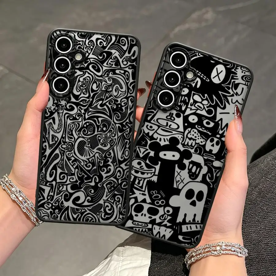 Skull Doodle Graffiti Print Case for Samsung Galaxy A34 A36 A16 A15 A17 A52 A52S A72 A56 A55 A14 A23 A53 A37 A54 A73 A57 Phone
