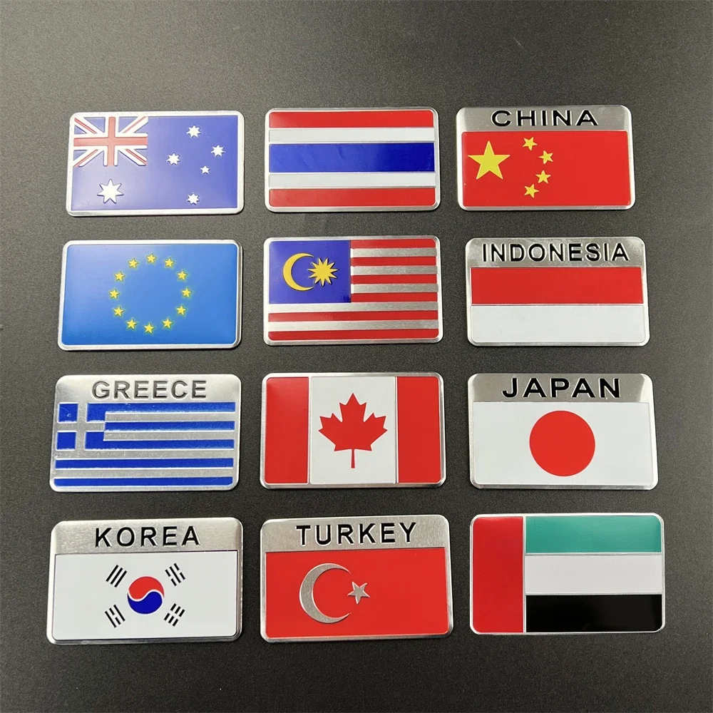 Aluminum Sticker National Flag USA Russia France Germany Italy UK Spain UAE Australia Korea Canada Malaysia Japan Thailand China