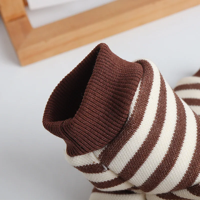 Winter New Cute Printed Casual Striped Pet Pullover Padded Thickened Warm Dog Hoodies French Bulldog Schnauzer Puppy Clothes