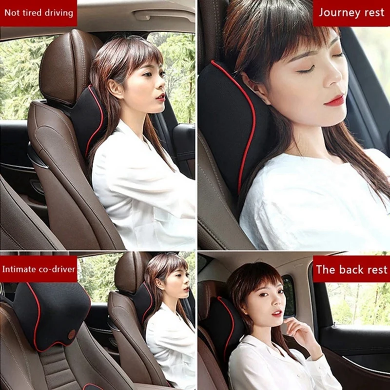 Car Neck Headrest Pillow Memory Cotton Cushion Auto Seat Head Support With Adjustable Elastic Straps Accessories