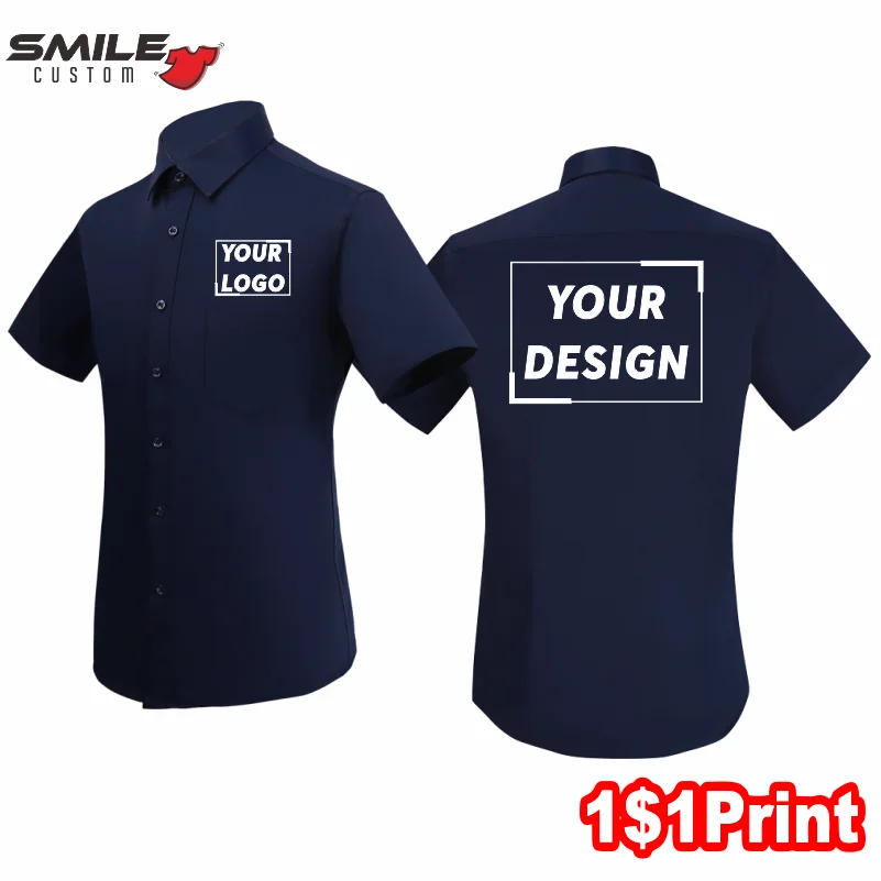 

Summer Fashion Men's Short sleeved Professional Shirt Custom Brand Design Casual Business Polo Shirt Print Embroidery Logo S-7XL