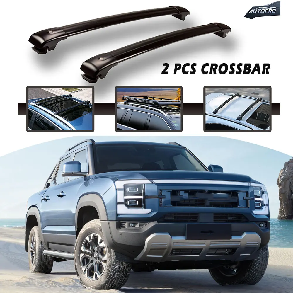 2PCS Cross Bar Fits For BYD Shark 6 2024 2025 Ajustable Roof Rail Rack Lockable Cargo Bars Silver and Black