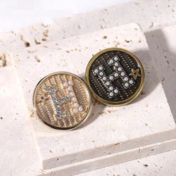 8pcs Metal rhinestone vintage new QQ son zinc alloy small scented women's coat fashion trench coat hand sewn buttons