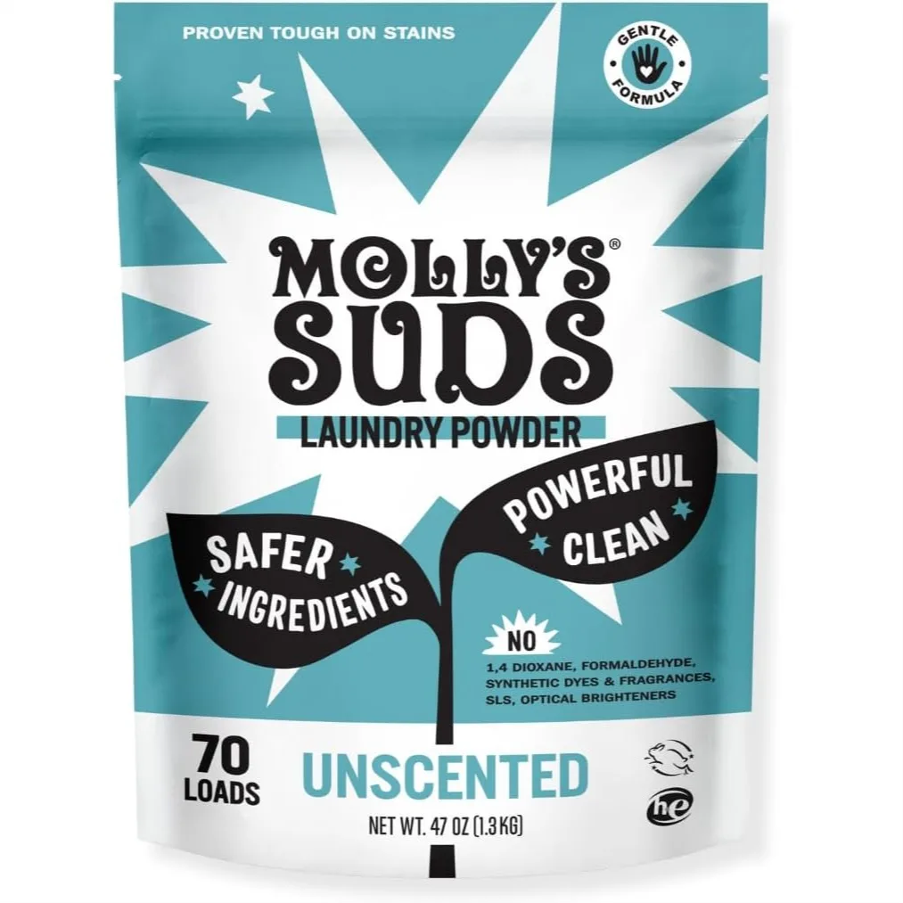 

Unscented Laundry Detergent Powder for Sensitive Skin, 70 Loads, Simple Ingredients, Stain Fighting