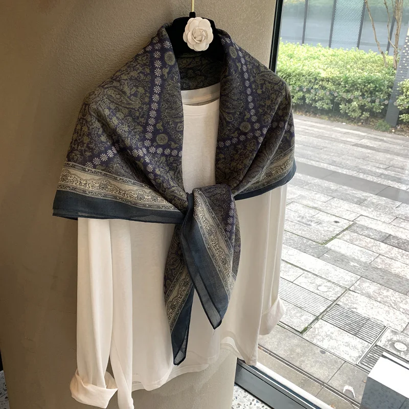 

Print Scarf Hijab Shawl Turban Women's Square Headscarf Bandana Wraps Neckerchief Foulards Femme Windproof Female