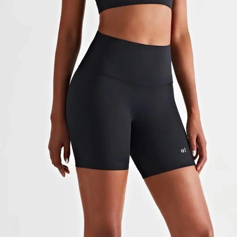Naakt Zomer Geen T Yoga Broek dames hoge taille Abdominale Compressie Fitness Shorts Perzik Hip Strakke Sport driekwart Broek