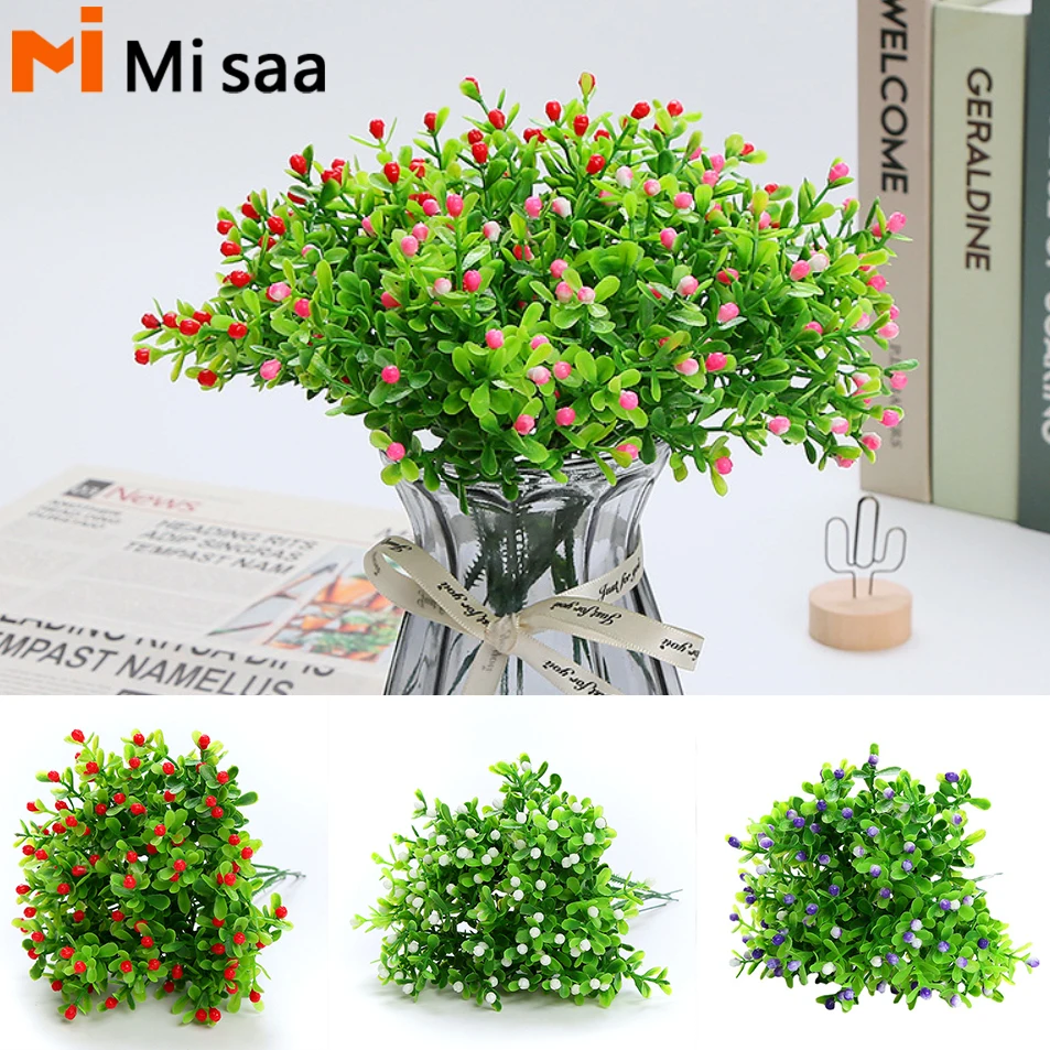 Artificial Plant Plasti Plant Simulation Milan Flower Bouquet For Party Wedding Decoration Artificial Shrubs Greenery Decoration