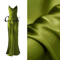 CISULI High Quality Silk Satin Fabric,100% Mulberry Silk,16 momme,Width 114cm,Luxury Luster Material,Shirt Dress Cloth