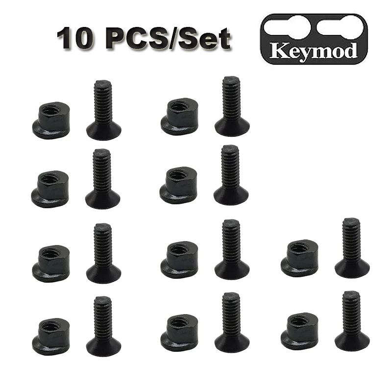 10Pcs M4 M5 MOE M-LOK Keymod Screw and Nut Replacement Rails T-Nut Screw Replacement Set for MLOK Rail Sections Hunting