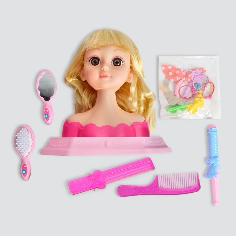 Graziosi giocattoli per bambole bionde per bambini, bambole modello bambola, pratica di intrecciatura dei capelli fai-da-te, giocattoli di ruolo da parrucchiere, regalo di compleanno