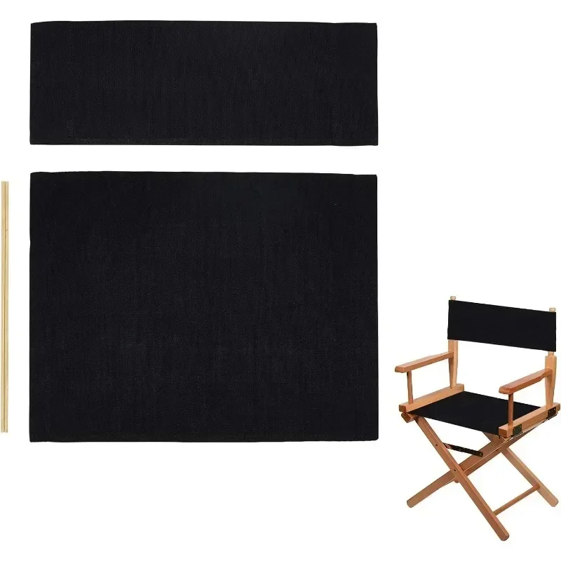 Funda de lona de repuesto para asiento y respaldo de silla de director, Kit de cubierta de silla informal negra, 21,2x16,1/7,8 21,2 x, 1 Juego