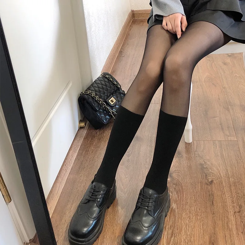 1 Pair Women\'s Nylon Stockings Super Elastic Magic Tight Pants Black Sexy Slim Fit Slim Legs Breathable Glossy Lace Leggings