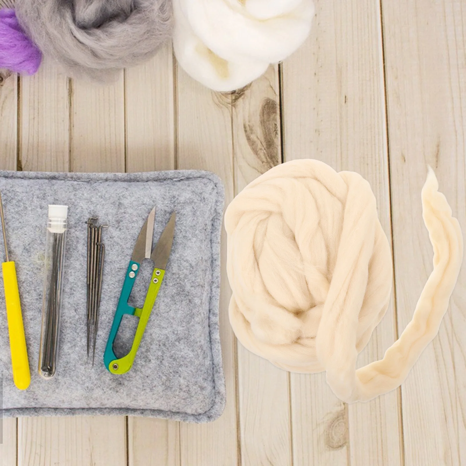 

DIY Needle Felting Wool Roving Soft Thick Wool Yarn for Hand Craft Creative Needle Felting Projects Beginners Professionals