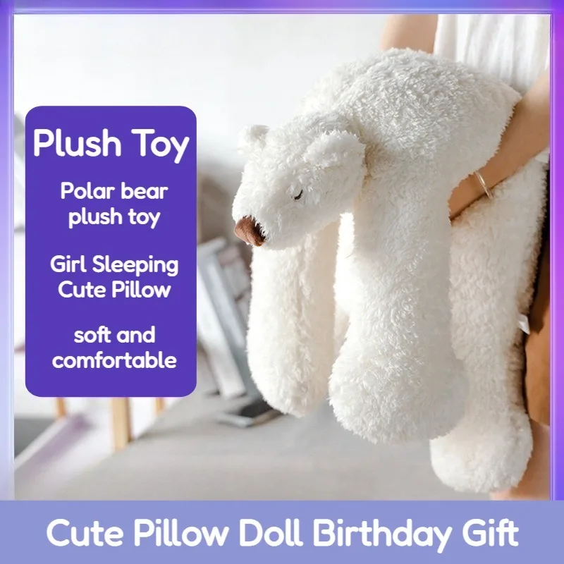 Polar Bear Plush Doll Children Plush Soft Girl Toy Comfortable Sleeping Cute Animal Shaped Pillow Bears Doll New Year Gift