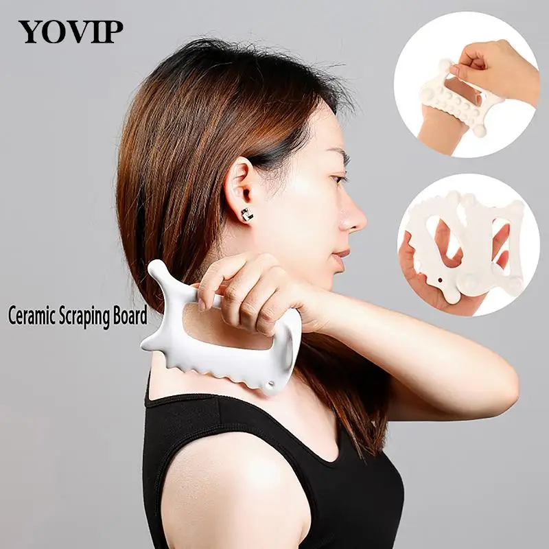 Portable Ceramic Scraping Board Full Body Scraping Plate Facial Gua Sha Tool Acupoint Massager Handheld Reduce Fat Static Free