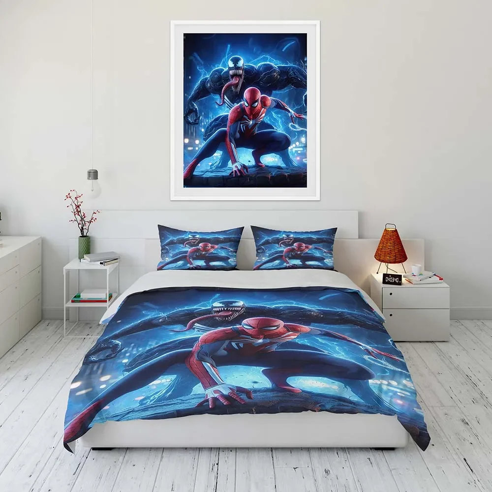 Disney Spider-Man Avengers Cartoon Duvet Cover Bedding Set Anime Comforter Cover for Bedroom Decoration Children Birthday Gifts