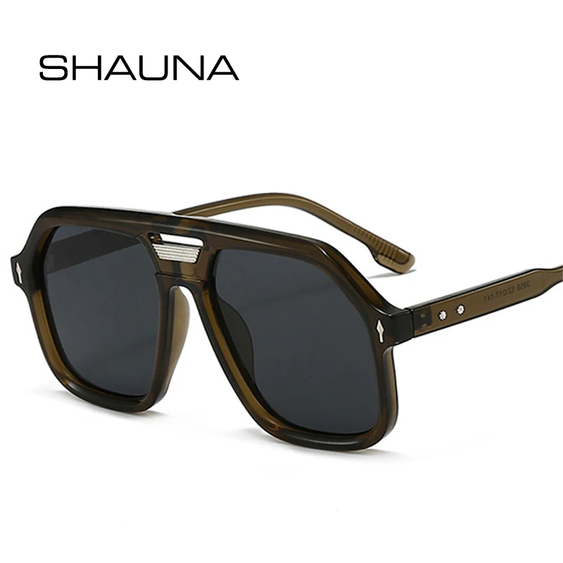 

SHAUNA Retro Double Bridges Pilot Women Candy Color Sunglasses Shades UV400 Fashion Trending Rivets Men Sun Glasses