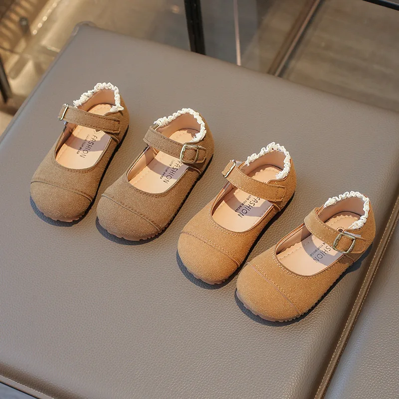 

Lace Children's Small PU Leather Shoes Spring Autumn New Baby Casual Girls Fashion Flats School Student Loafer