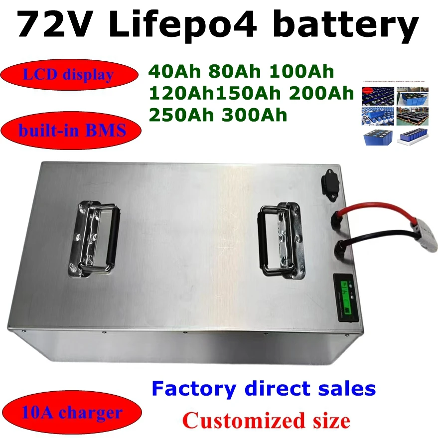 

Batterie lifepo4 72v 40AH 80AH 100AH 120AH 150AH 200AH 250AH 300AH pour la voiture hybride de Hurhome de stockage d'énergie sol