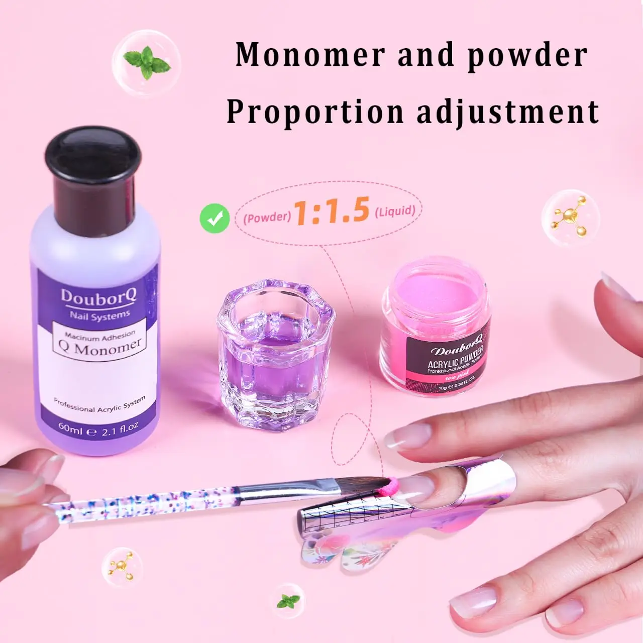 Kompletny zestaw do zdobienia paznokci akrylowych dla początkujących z lampą UV, frezem, brokatem i narzędziami - zestaw do manicure domowego