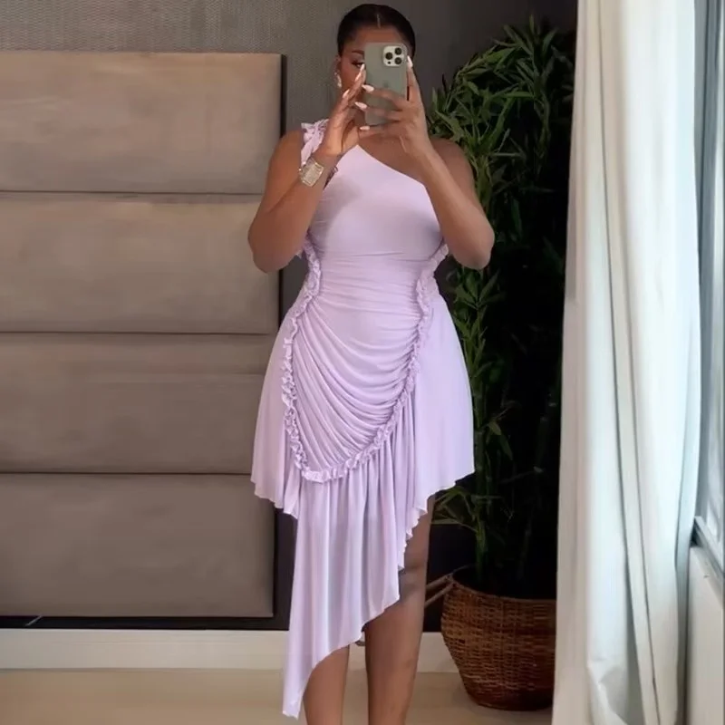 فستان سهرة مثير بظهر مكشوف وياقة هالتر، تصميم ضيق يبرز الأكتاف، تنورة عالية الخصر على شكل حرف A، طول متوسط للنساء #1