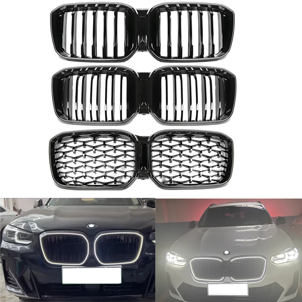 LED Front Radiator Kidney Bumper OEM Hood Grilles Replacement For BMW X3/X4 G01 G02 G08 xDrive 25i 30i M40i LCI 2022-2024