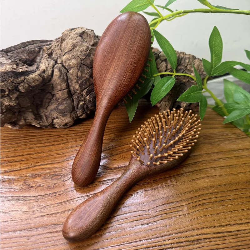

Расческа на воздушной подушке Golden Sandalwood — винтажный деревянный массажер для кожи головы для ухода за длинными волосами