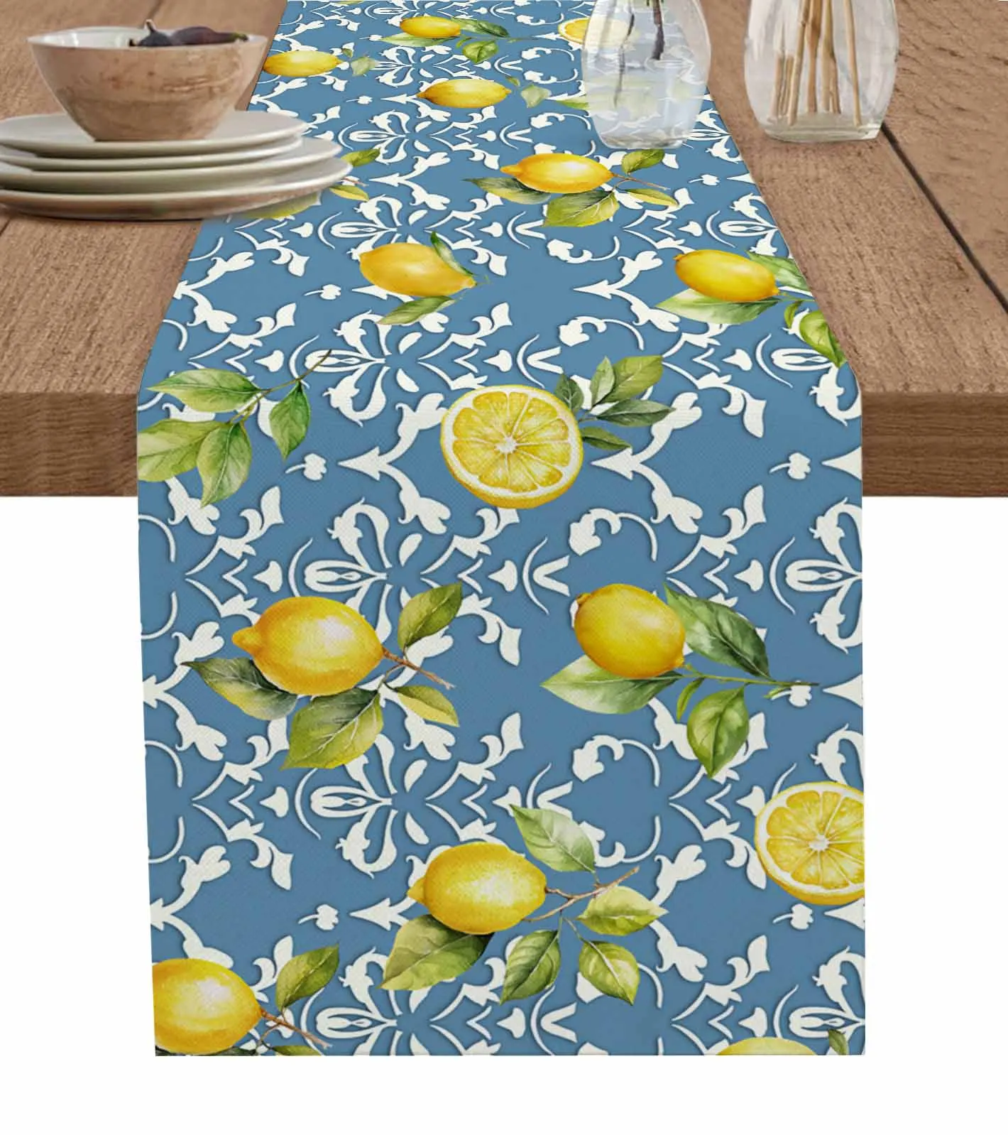 

Lemon Leaf Patterns Grain Table Runner Decoration Home Decor Dinner Table Decoration Table Decor