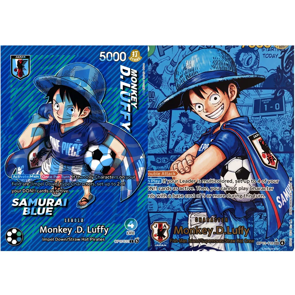 Tarjeta Coleccionable de Anime DIY One Piece Monkey D. Luffy Samurai Blue Manga JFA x Luffy Manga promo OP16-022 TCG