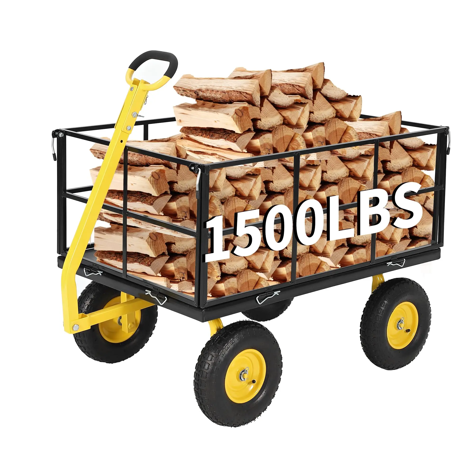 1500 LB Heavy Duty Garden Wagon Cart, Outdoor Metal Utility Trailer