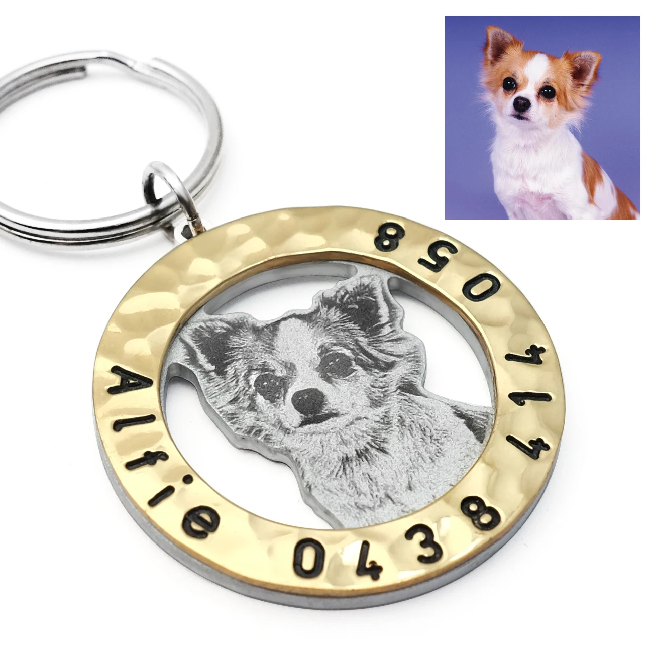 Personalized Pet ID Tag with Photo, Dog Collar Tag, Dog Portrait Tag, Engraved Dog Name Tag, Dog Accessories