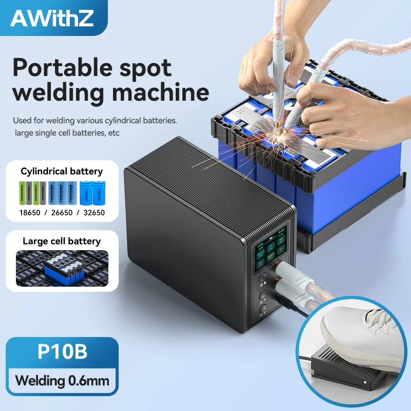 Awithz Mini Spot Welding Machine 80-Level Adjustable LCE Screen 1.0mm 15A Charging Speed Preheat 1-10 for Welding Genre