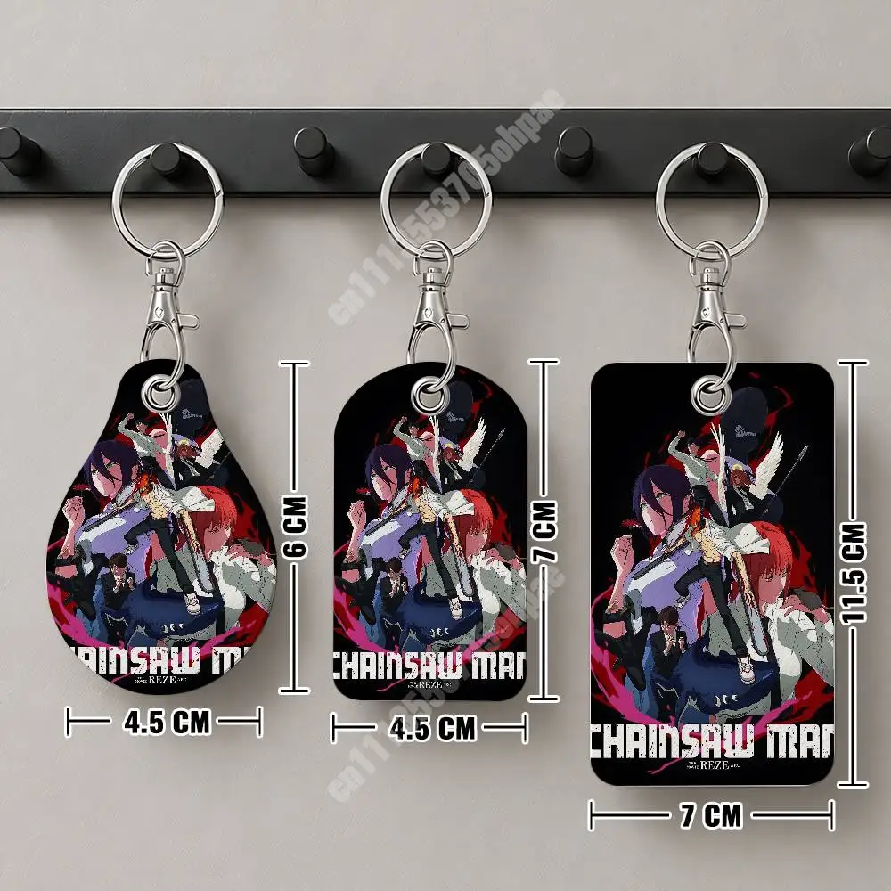C-Chainsaw M-Man Movie Reze Leather Keychain Card Holder for Airtag & Luggage Tags Casual Tracker Cover