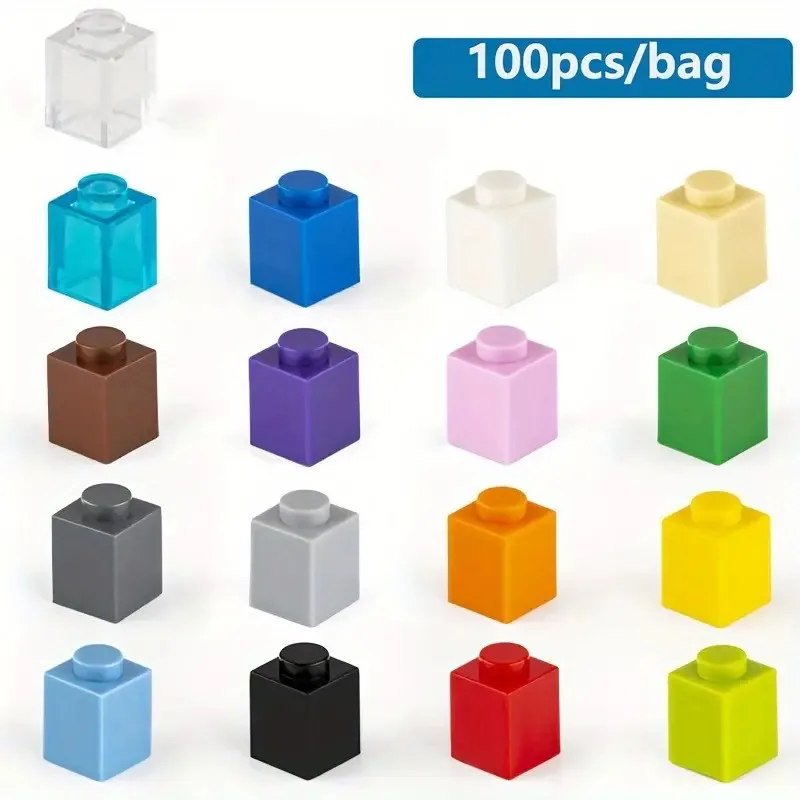 100pcs MOC 1x1 Parts 3005 Brick Compatible Figures Bricks DIY Assmble Building Blocks Particle Kid Puzzle Brain Toys Gift